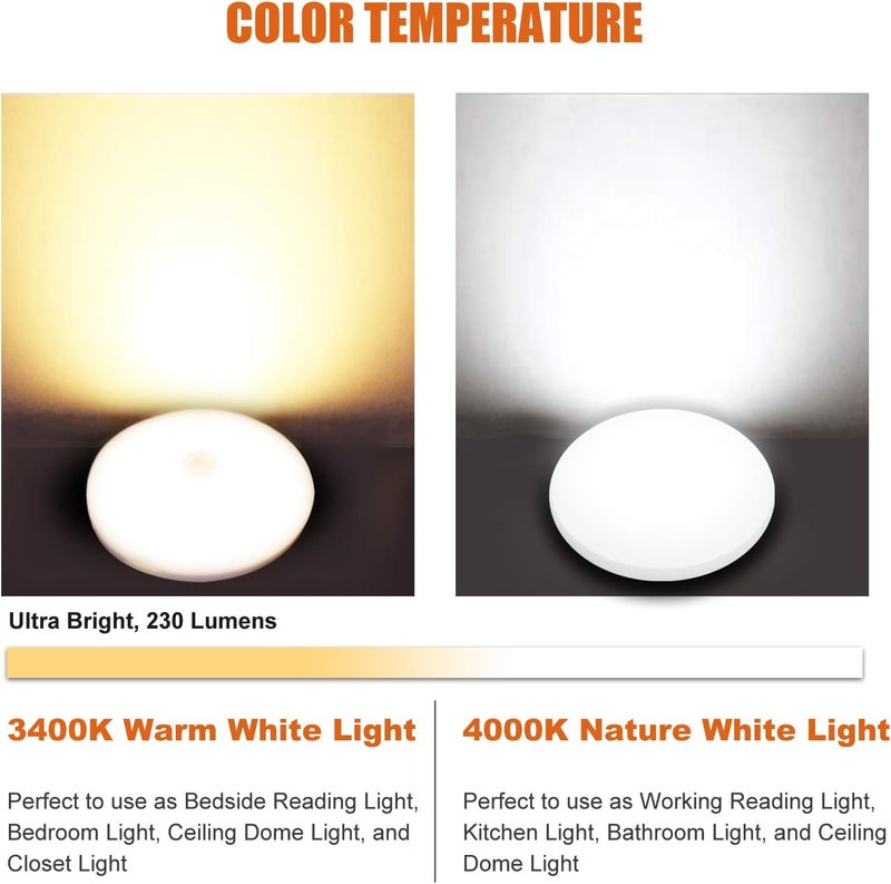 FACON 2-Pack Ultra Slim 3.5'' 12V RV Puck Lights w/Switch, SY-SM35 3400K Warm White LED Interior Lights for RVs, Camper Van, Boats, 12V Dome Light Fixture – cETL Certified - Image 2